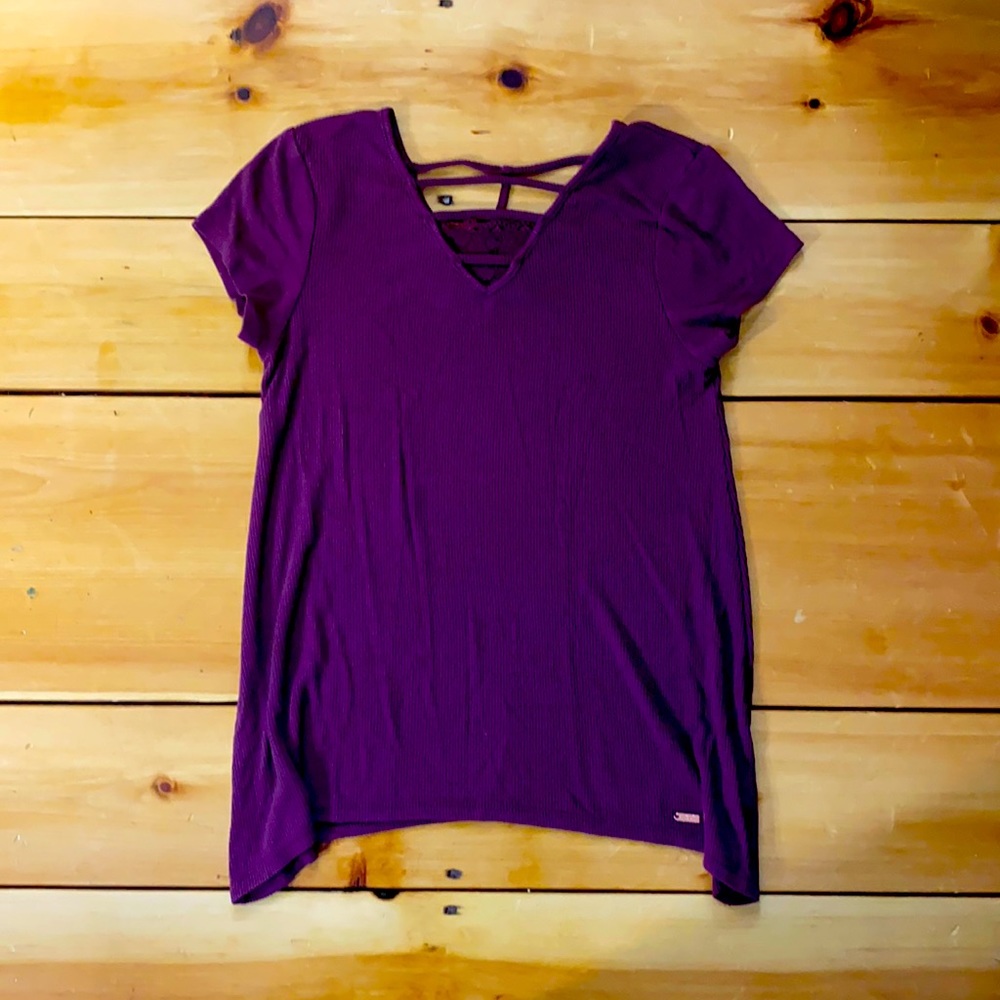 Purple short sleeve shirt